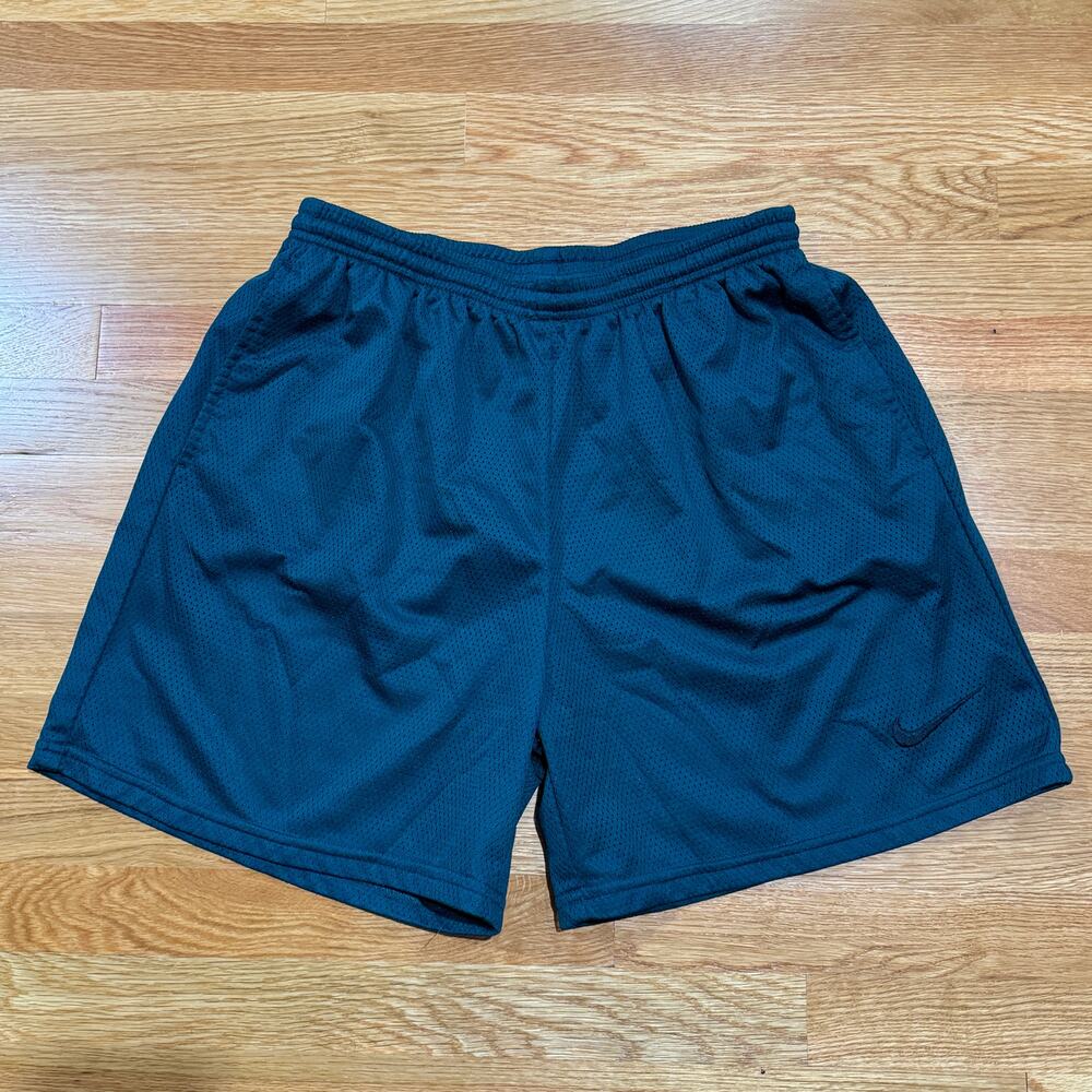 Vintage 90s Nike Mesh Shorts Mens X-Large Green Black Made in USA Baggy